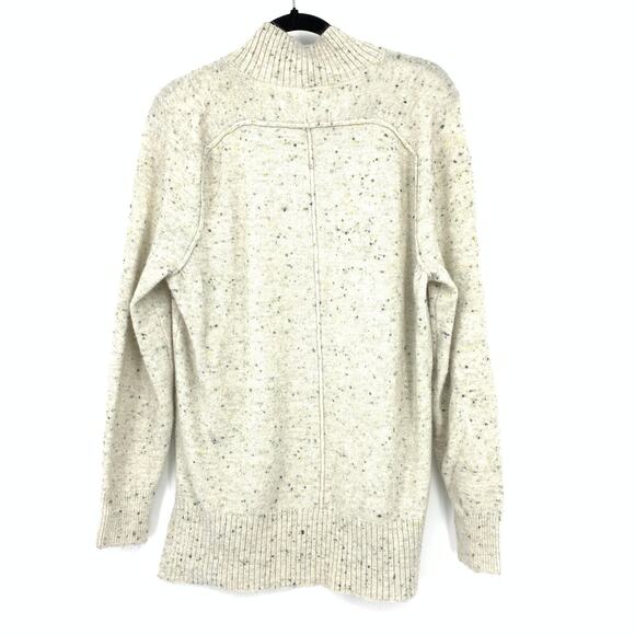 LOFT Pullover Mock Neck Sweater Womens Size Medium Cream Speckled Knit - Picture 2 of 6